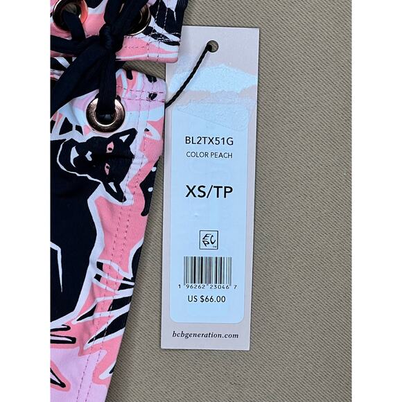 BCBGeneration Lace Up Midkini Swim Bikini Top XS NWT - Picture 3 of 3